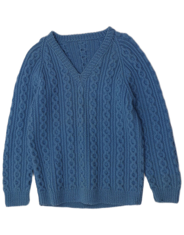 Maglione vintage da donna con scollo a V vestibilità regolare UK 18 XL Blu