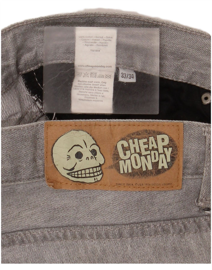 Cheap Monday Mens Straight Jeans W33 L34 Grey Cotton