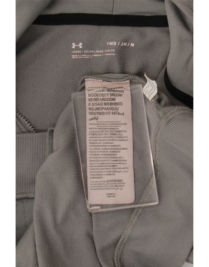 Under Armour Boys Zip Hoodie Sweater 9-10 Years Medium Grey Colourblock