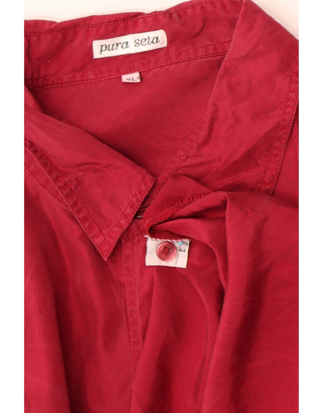 Vintage Mens Short Sleeve Shirt XL Red Silk