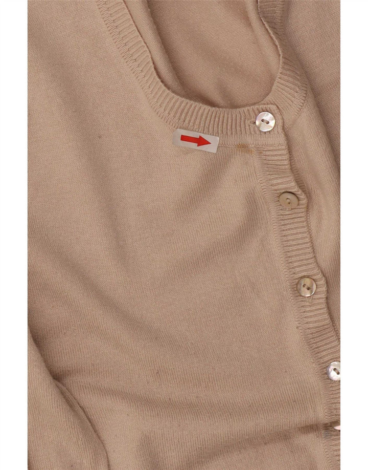 John Lewis Womens Cardigan Sweater UK 12 Medium Beige Viscose