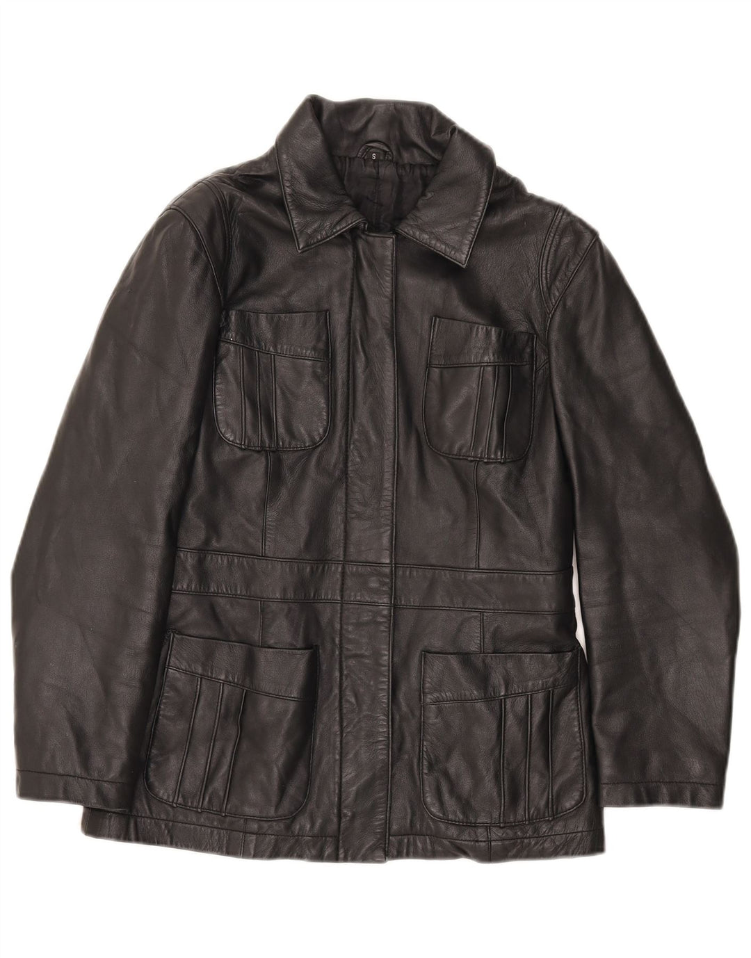Vintage Damen Lederjacke UK 10 Small Schwarz