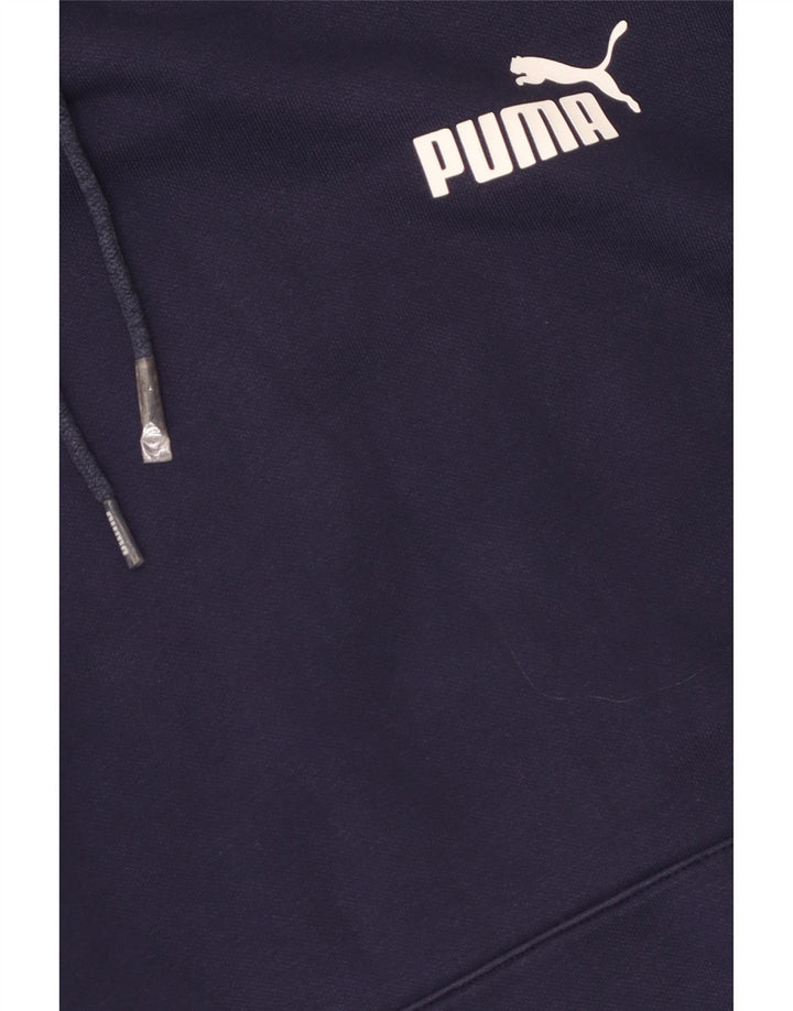 Puma Mens Graphic Hoodie Jumper Medium Navy Blue Cotton