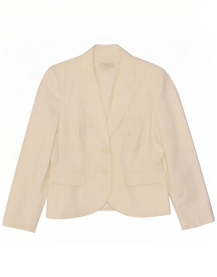Giacca blazer a 2 bottoni Marks & Spencer da donna UK 14 poliestere bianco medio