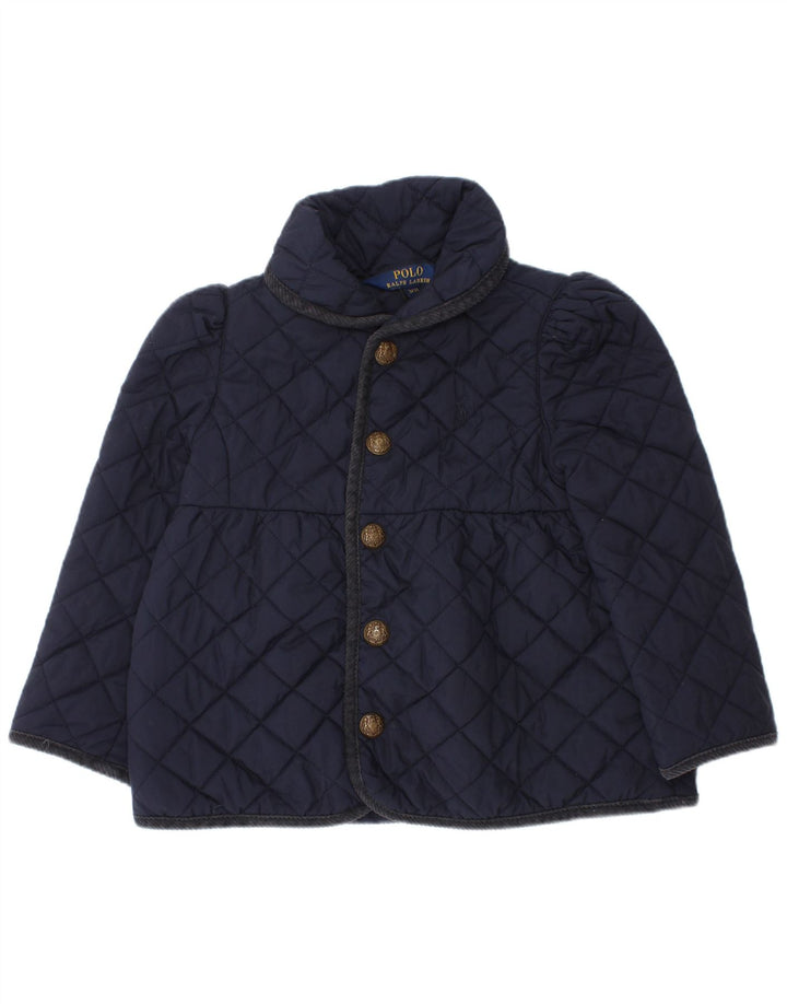 Polo Ralph Lauren Girls Quilted Jacket 2-3 Years Navy Blue Polyester