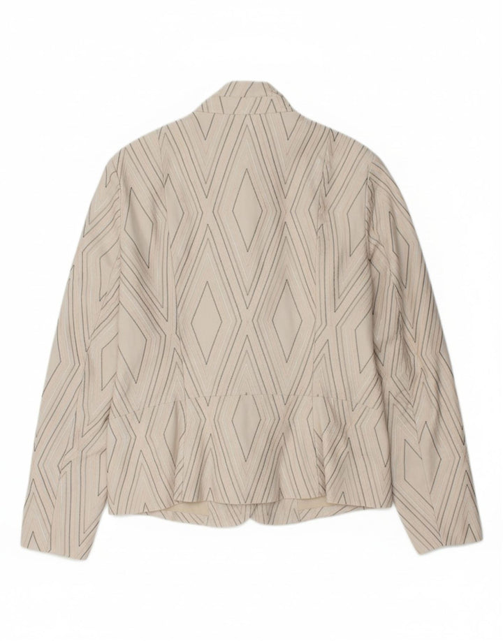 REISS Womens Bomber Jacket UK 14 Medium White Argyle/Diamond Cotton