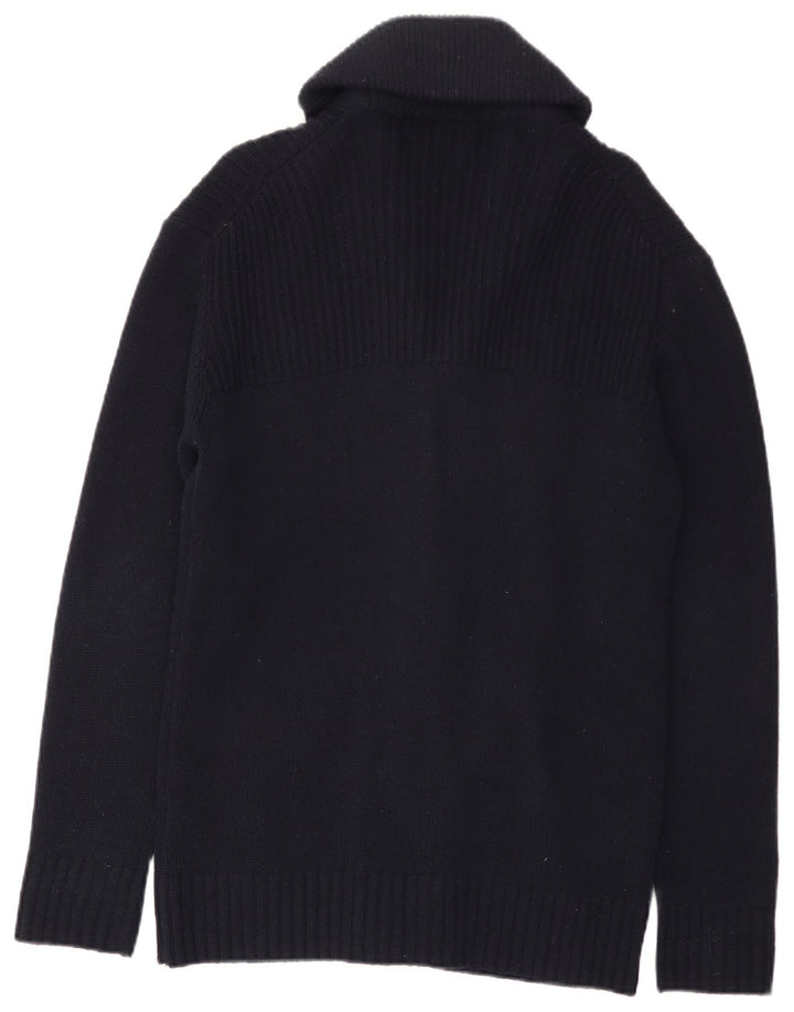 Lyle & Scott Mens Cardigan Sweater Medium Navy Blue Lambswool