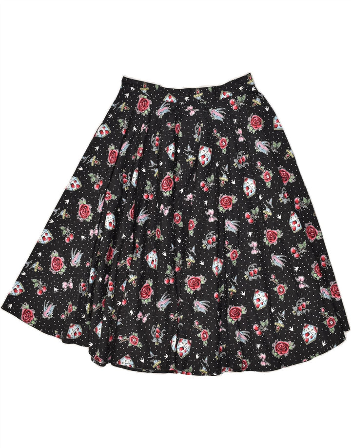 VINTAGE Womens Graphic A-Line Skirt W28 Medium Black Floral | Vintage Vintage | Thrift | Second-Hand Vintage | Used Clothing | Messina Hembry 