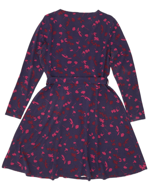 Joules Damen-Langarmkleid in A-Linie, Gr. 46, Marineblau, Blumenmuster, Viskose