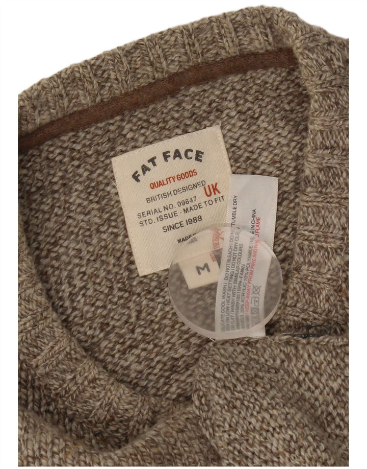 Fat Face Mens Crew Neck Jumper Sweater Medium Grey Flecked Wool