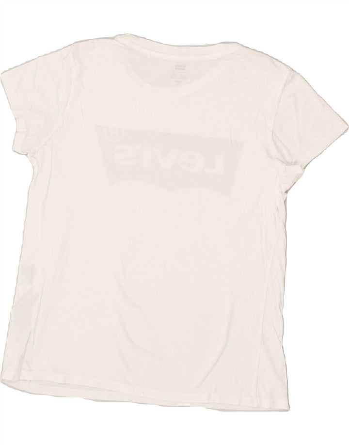 LEVI'S Womens Graphic T-Shirt Top UK 14 Medium White Cotton Vintage Levi's and Second-Hand Levi's from Messina Hembry 
