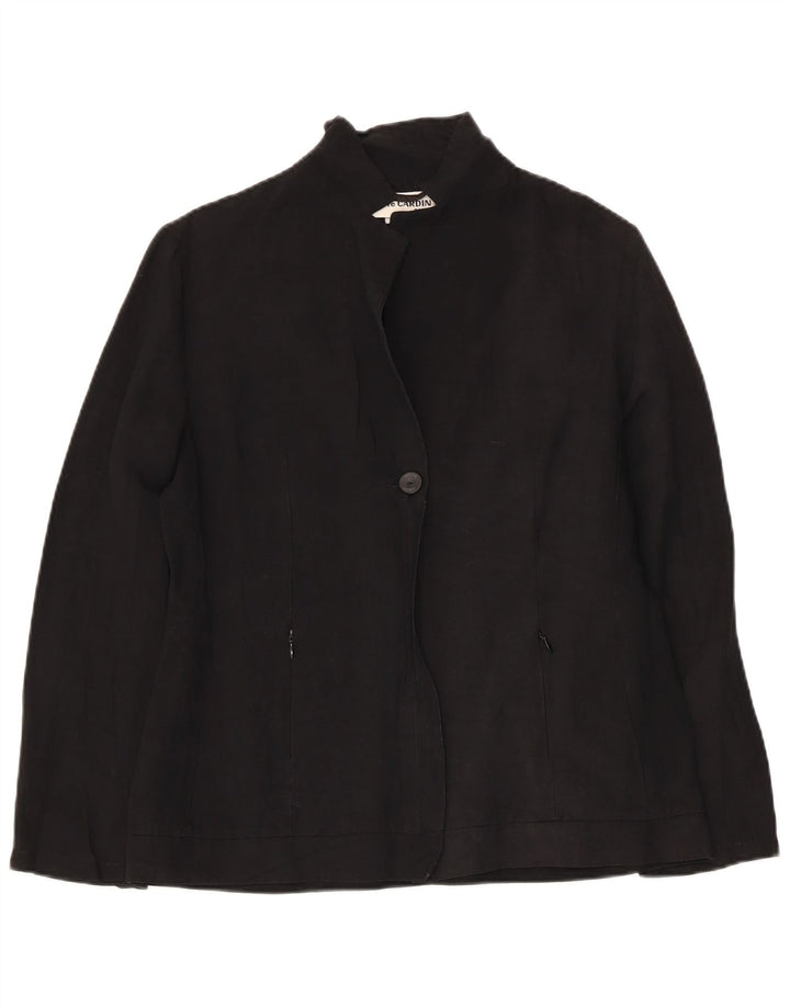 PIERRE CARDIN Dame 1-knaps blazerjakke UK 12 Medium sort hør