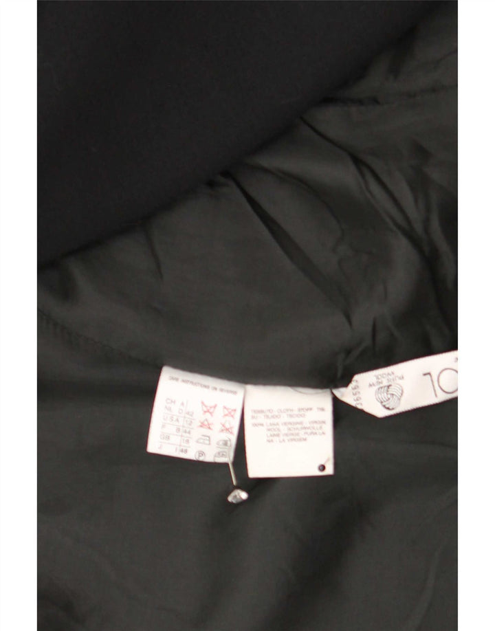 Max Mara Womens 1 Button Blazer Jacket UK 16 Large Black Virgin Wool