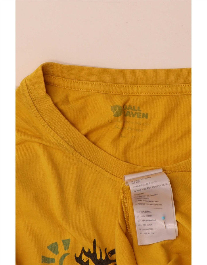 Fjall Raven Mens Graphic T-Shirt Top Medium Yellow Cotton