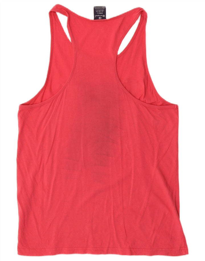 CHAMPION Mens Graphic Vest Top Small Pink Cotton
