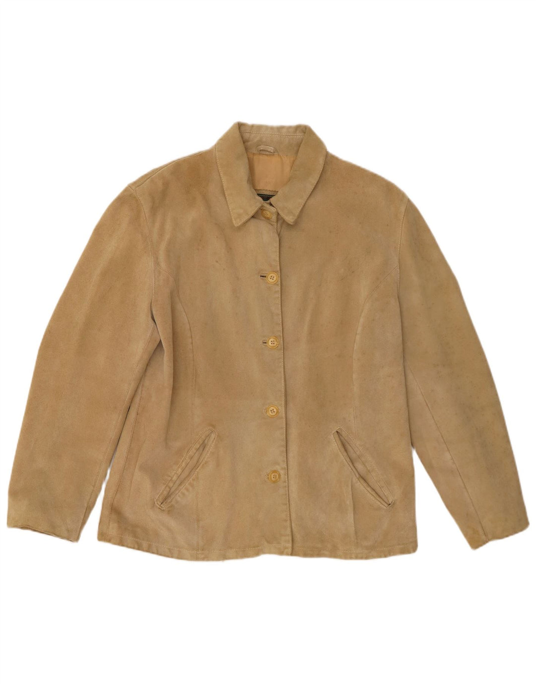 Vintage Damen Wildlederjacke IT 46 Großes Beige Leder
