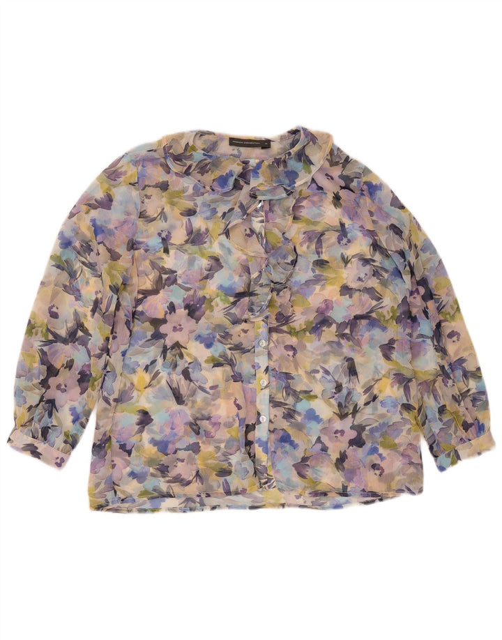 French Connection Bluză cămașă transparentă pentru femei UK 10 Mic Multicolor