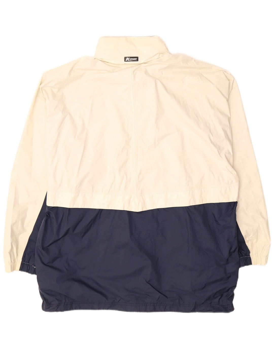 K-WAY Mens 2000 Hooded Rain Jacket UK 44 2XL White Colourblock Polyamide