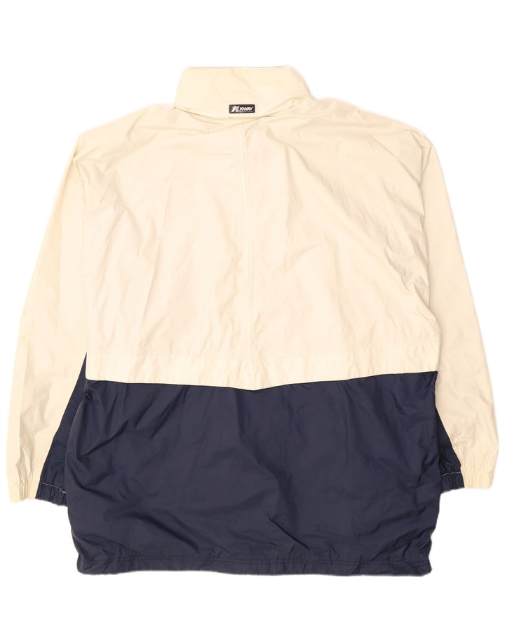 K-WAY Mens 2000 Hooded Rain Jacket UK 44 2XL White Colourblock Polyamide