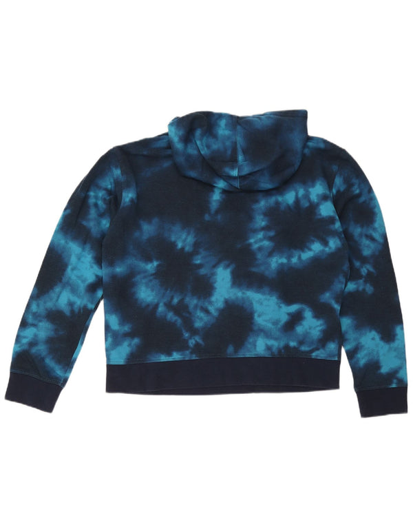 Champion Dame Hoodie Jumper UK 16 Large Blue Tie Dye Bomuld