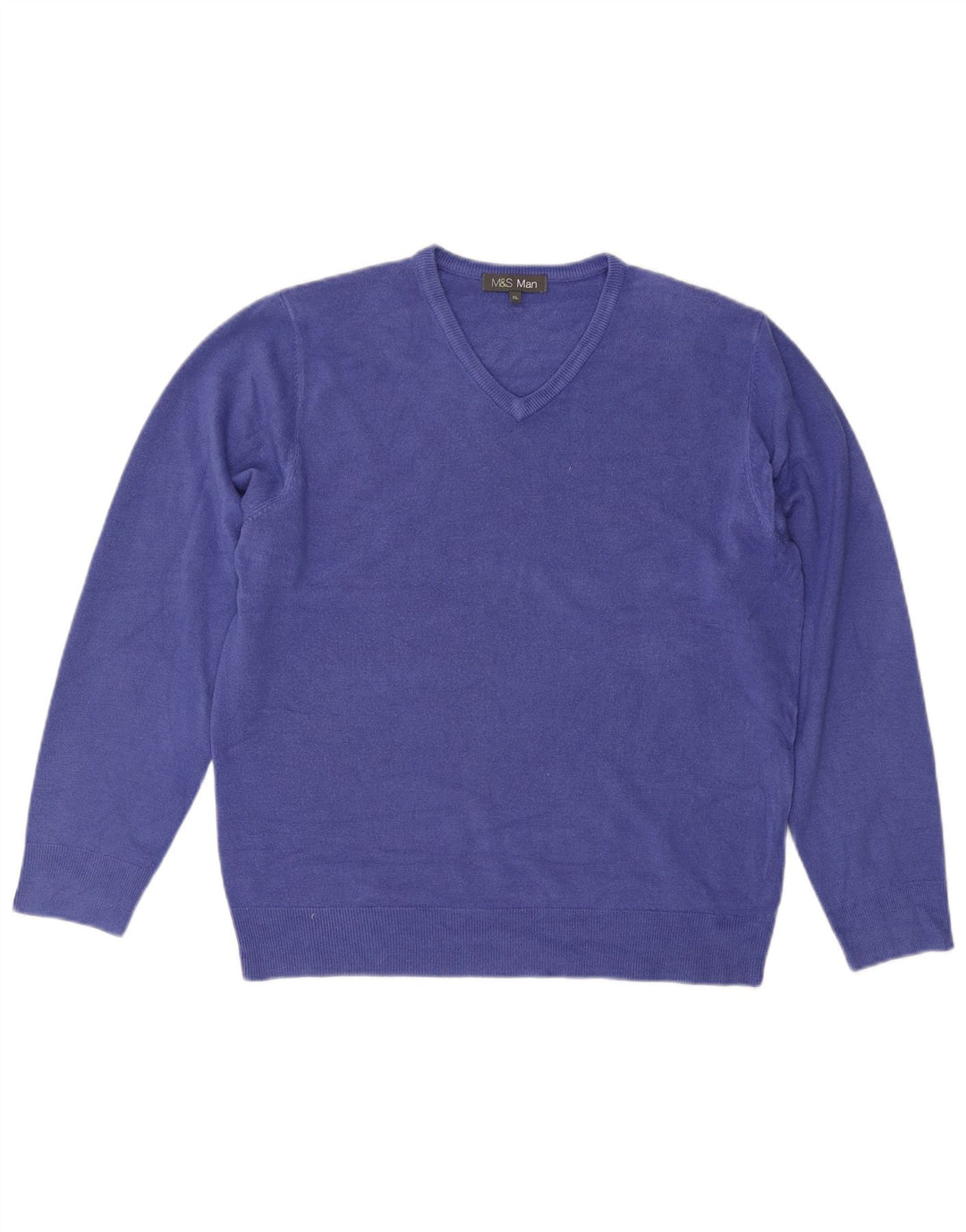 Marks & Spencer Mens V-Neck Jumper Sweater XL Blue Acrylic