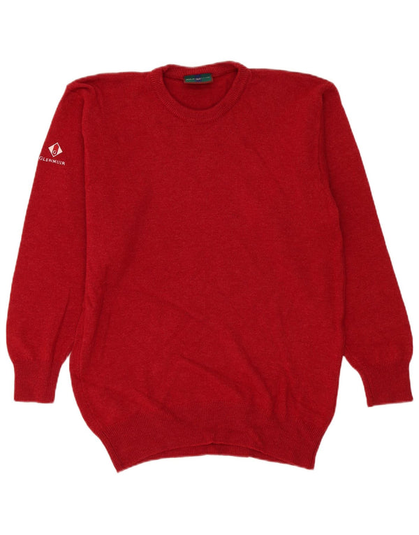 Glenmuir Herren-Pullover mit Rundhalsausschnitt, klein, burgunderrote Lammwolle