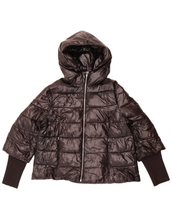 Guess Womens Hooded Padded Jacket UK 14 Large Black Polyester