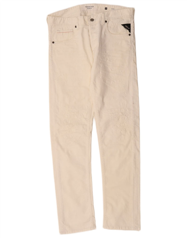 Replay Womens Grover Slim Jeans W29 L30 White Cotton
