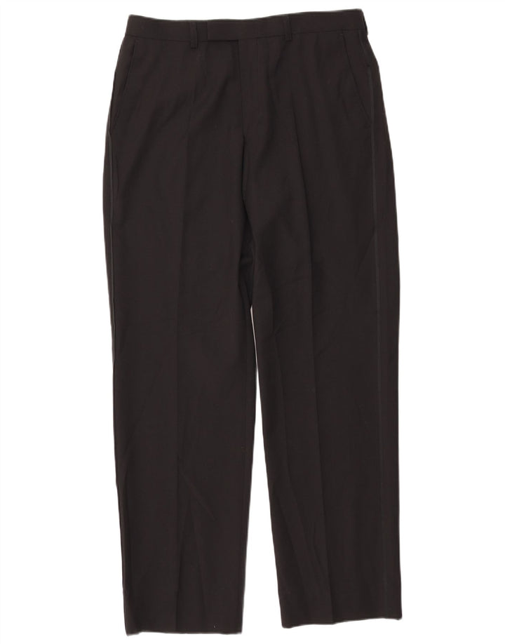 Gerade Herren-Anzughose von Marks & Spencer, W32, L31, schwarzes Polyester