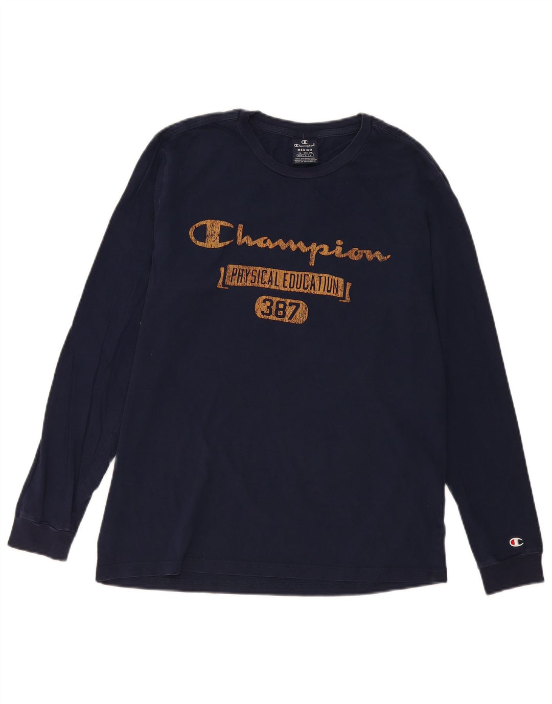 Champion Herren Grafik-Oberteil, langärmelig, mittelblau, Baumwolle