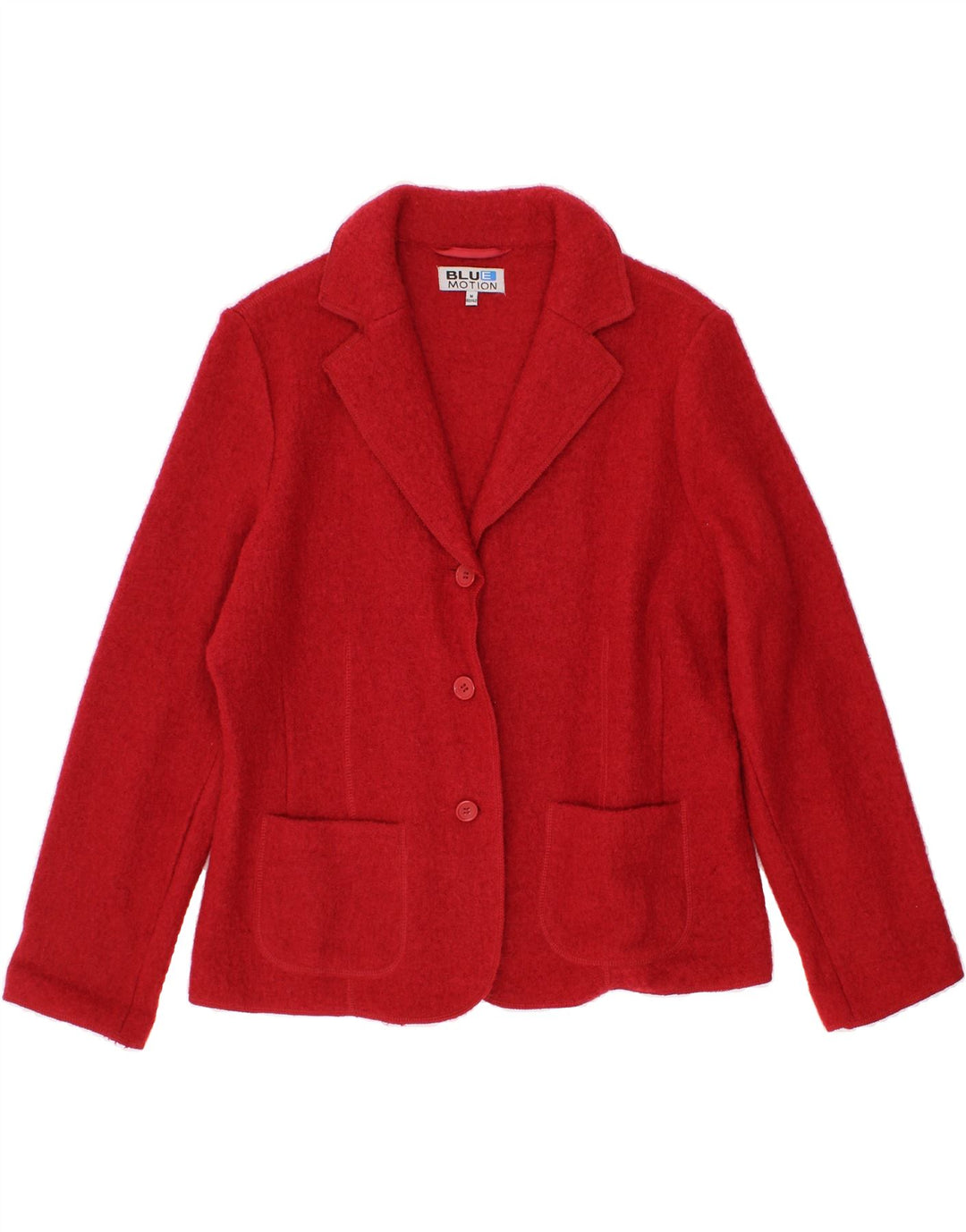 BLUE MOTION Womens 3 Button Blazer Jacket EU 40/42 Medium Red Wool Vintage Blue Motion and Second-Hand Blue Motion from Messina Hembry 