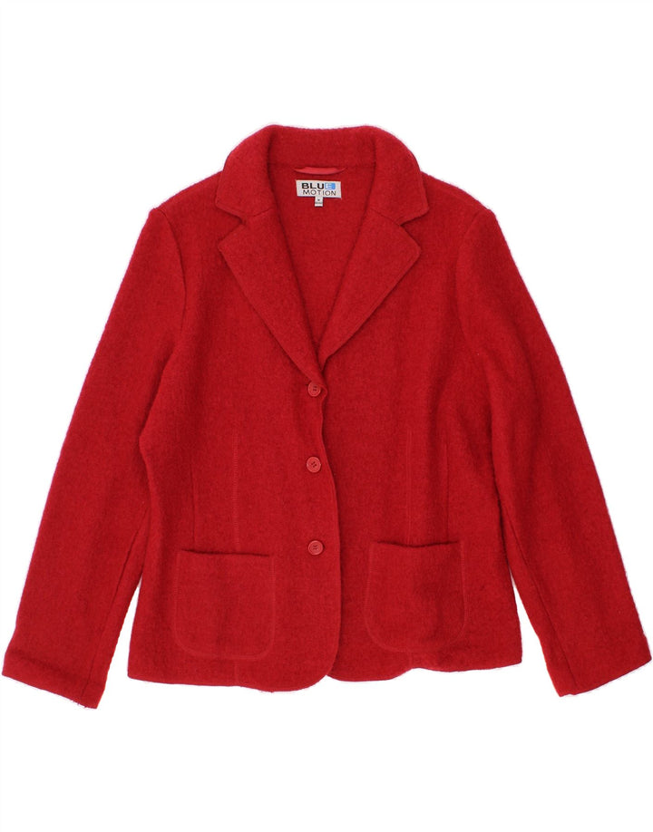 BLUE MOTION Womens 3 Button Blazer Jacket EU 40/42 Medium Red Wool Vintage Blue Motion and Second-Hand Blue Motion from Messina Hembry 