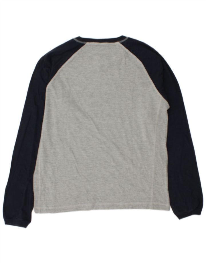Champion Mens Graphic Top Long Sleeve Medium Grey Colourblock Cotton