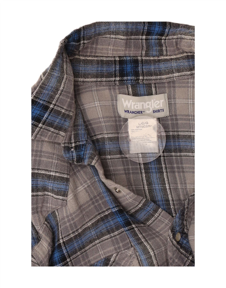 Wrangler Mens Flannel Shirt Large Grey Check Cotton