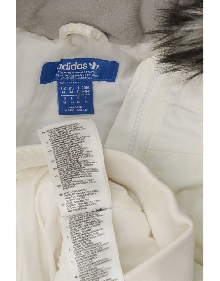 Giubbotto bomber imbottito con cappuccio da uomo Adidas UK 38 nylon bianco medio