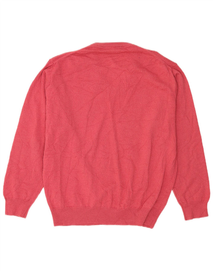 PIERRE CARDIN Mens V-Neck Jumper Sweater Medium Red Wool