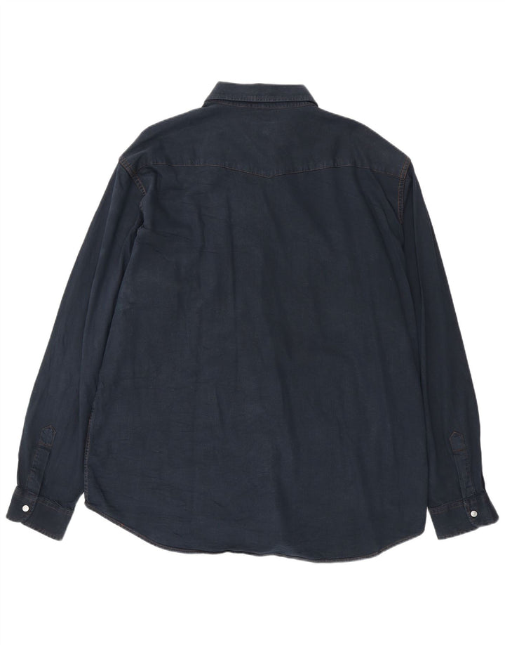 CARRERA Mens Denim Shirt 2XL Navy Blue Cotton