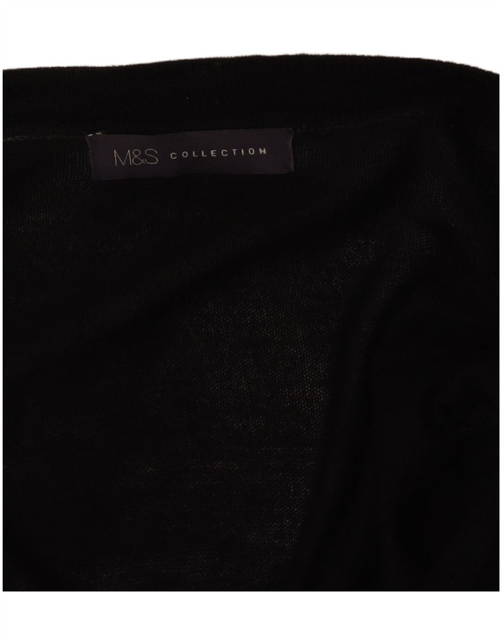 Marks & Spencer Womens Open Cardigan Sweater UK 14 Medium Black