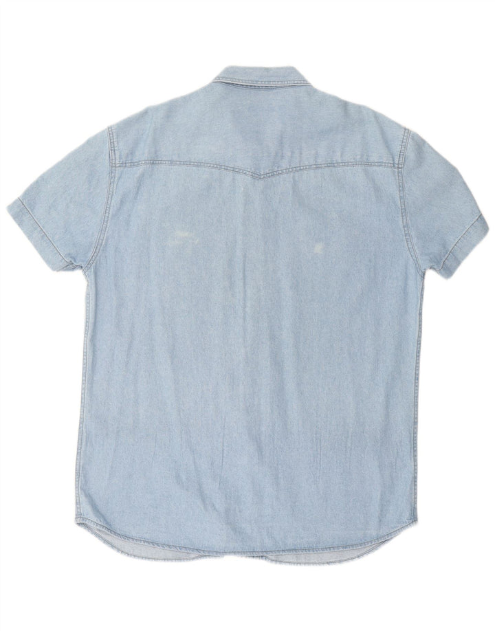 ARIZONA Camicia di jeans a maniche corte da uomo grande blu
