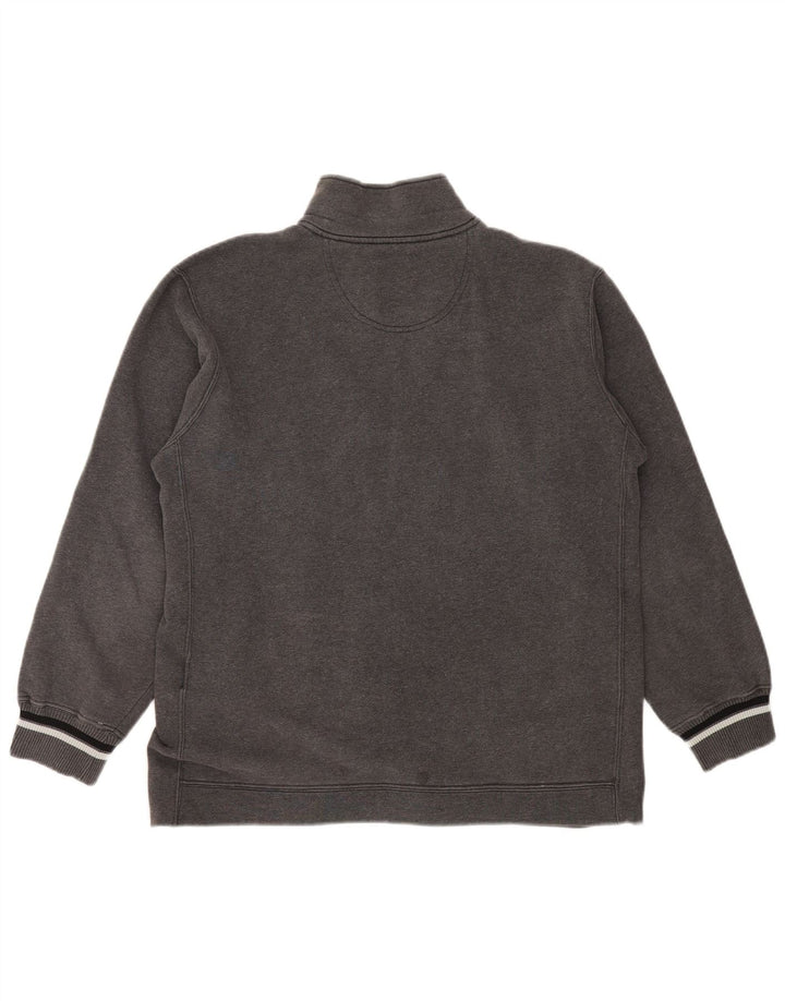 CHAMPION Mens Zip Neck Sweatshirt Jumper XL Grey Cotton