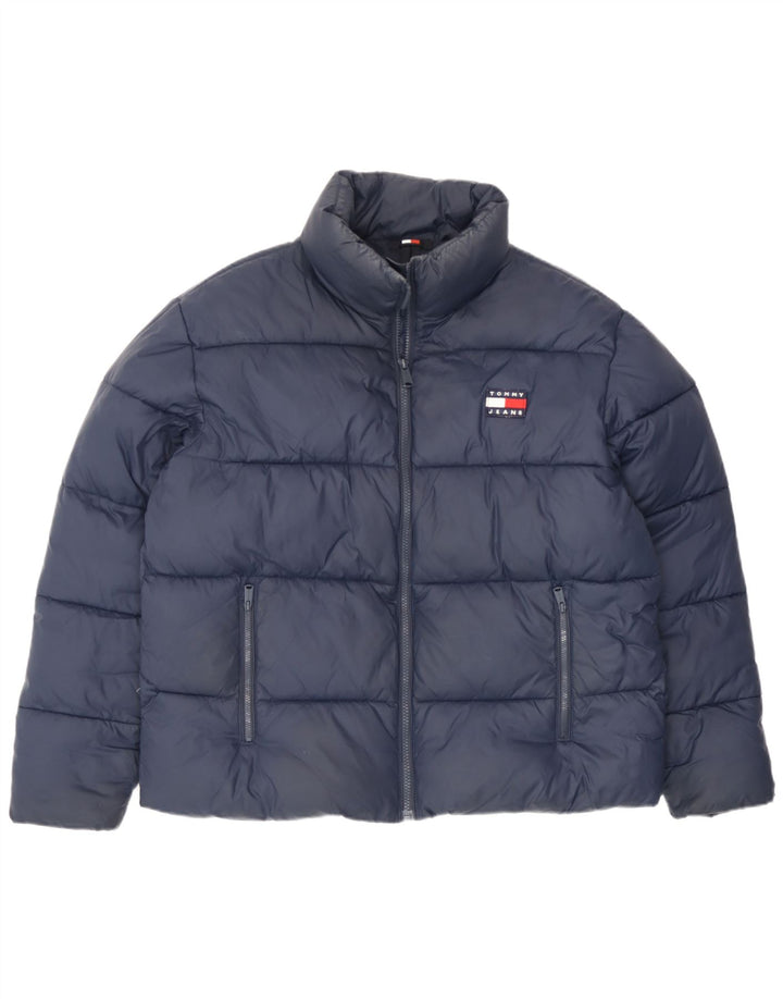 Tommy Hilfiger Womens Padded Jacket UK 14 Medium Navy Blue Polyamide