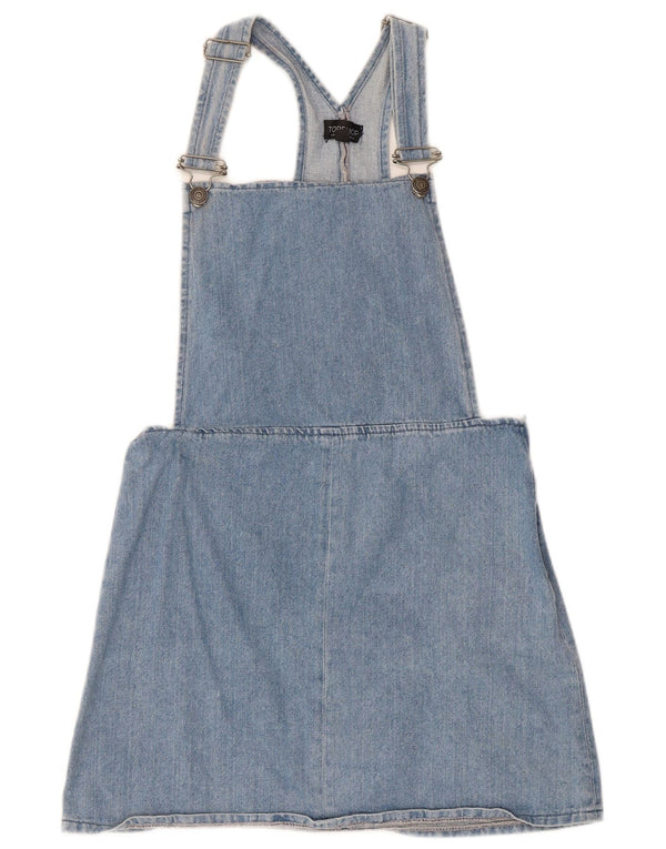 Topshop Womens Dungarees Denim Skirt UK 10 Small W30 Blue Cotton