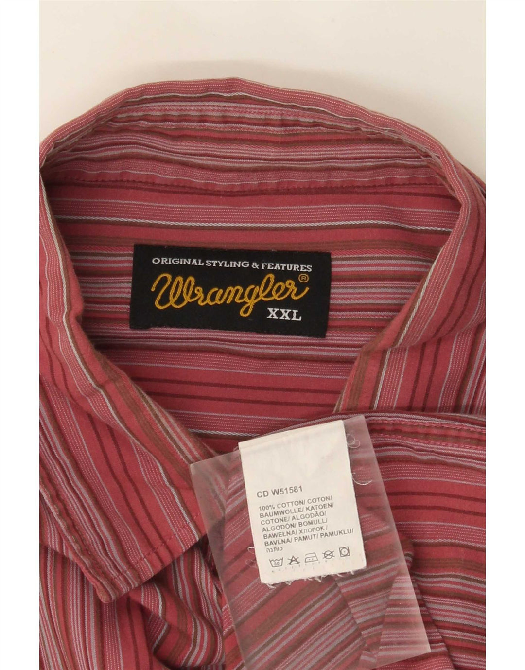 Wrangler Mens Shirt 2XL Red Striped Cotton