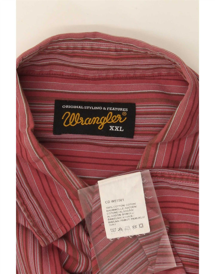 Wrangler Mens Shirt 2XL Red Striped Cotton