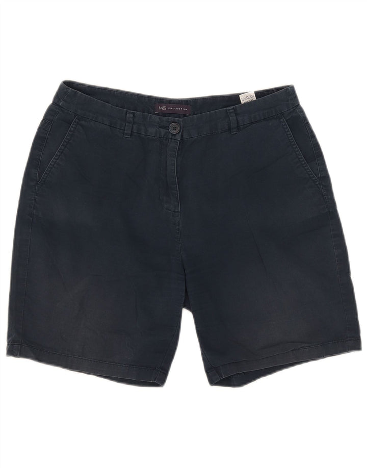 Marks & Spencer Womens Chino Shorts UK 12 Medium W31  Navy Blue Cotton