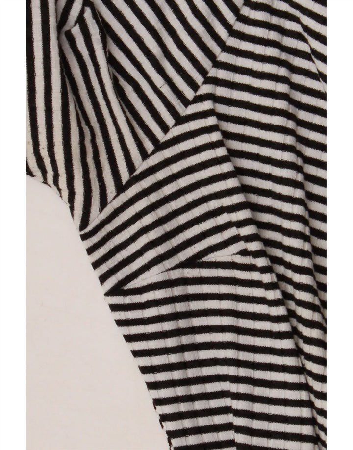 Topshop Womens Wrap Dress UK 10 Small Black Striped Polyester