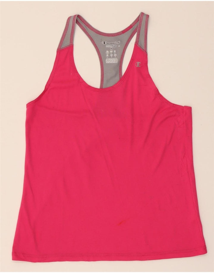 CHAMPION Womens Vest Top UK 12 Medium Pink Colourblock Polyester Vintage Champion and Second-Hand Champion from Messina Hembry 