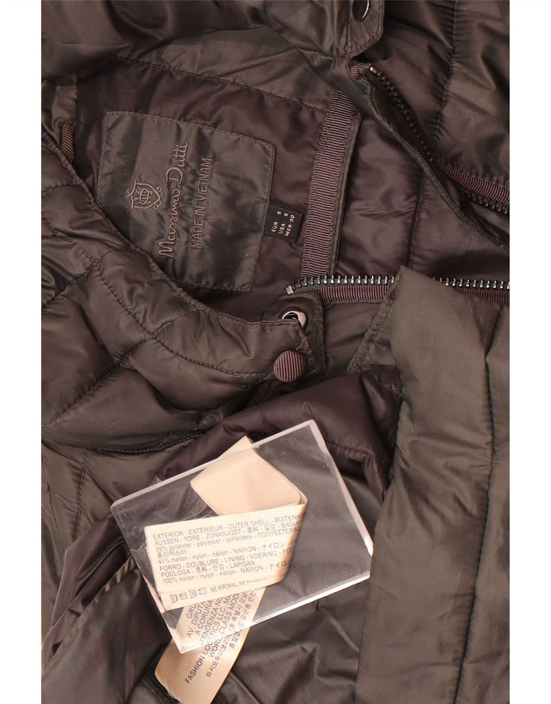 Massimo Dutti Abrigo Acolchado Con Capucha Mujer UK 40 Small Caqui Poliéster