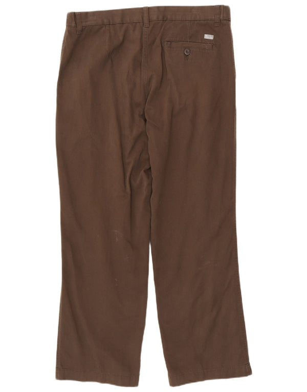Marks & Spencer Mens Blue Harbour Straight Chino Trousers W36 L29 Brown