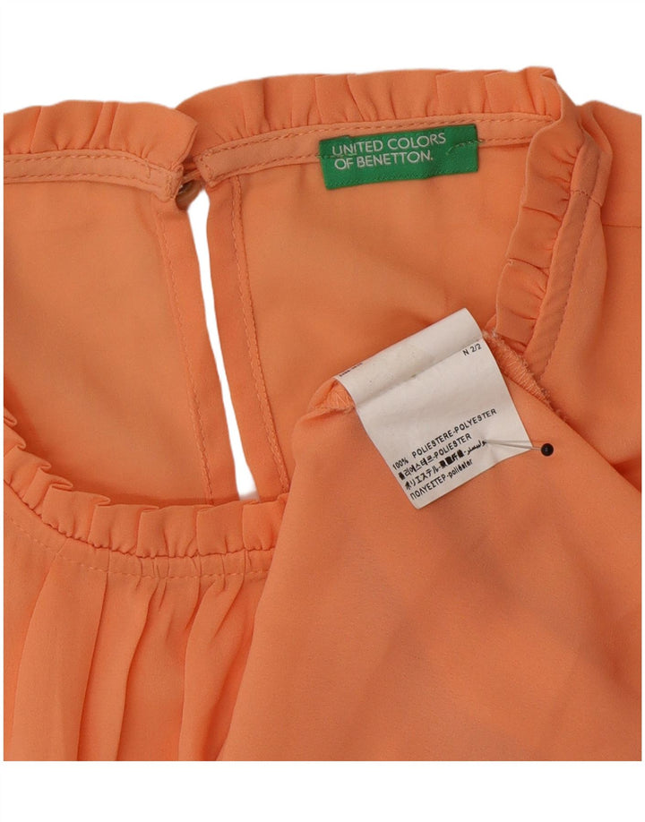 Benetton Womens Blouse Top UK 14 Medium Orange Polyester